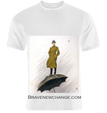 Brave New Change Man atop Climate Change Umbrella T-Shirt